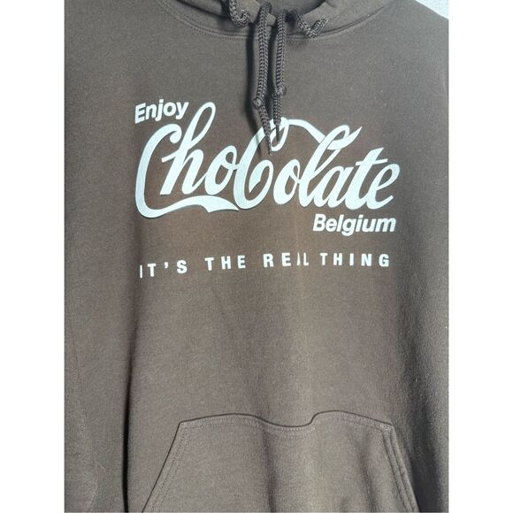 Rare Gildan Heavy Blend Cotton Blend Enjoy Chocolate Belgium Hoodie Size XL - Picture 3 of 9